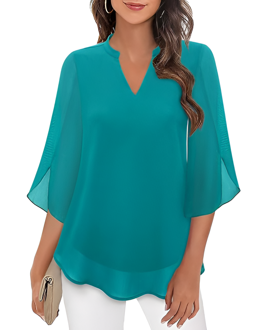 Women's Chiffon Tunic Blouse - Office Wear