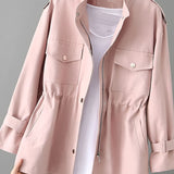 Women's Zip-Front Utility Jacket - Casual Outerwear