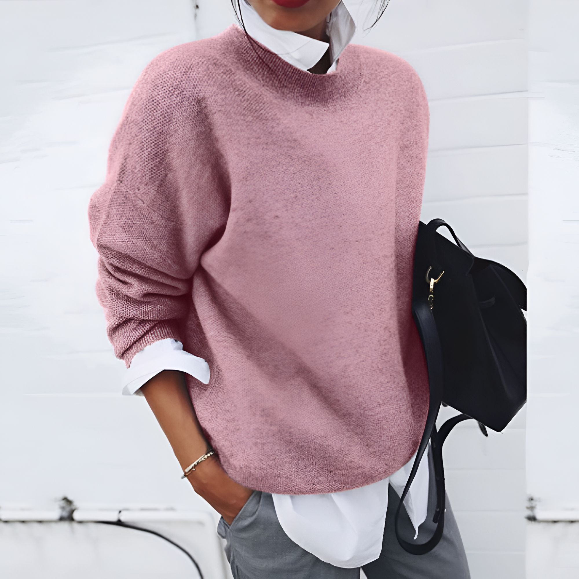 Women's Crewneck Knit Sweater - Casual Daily Wear