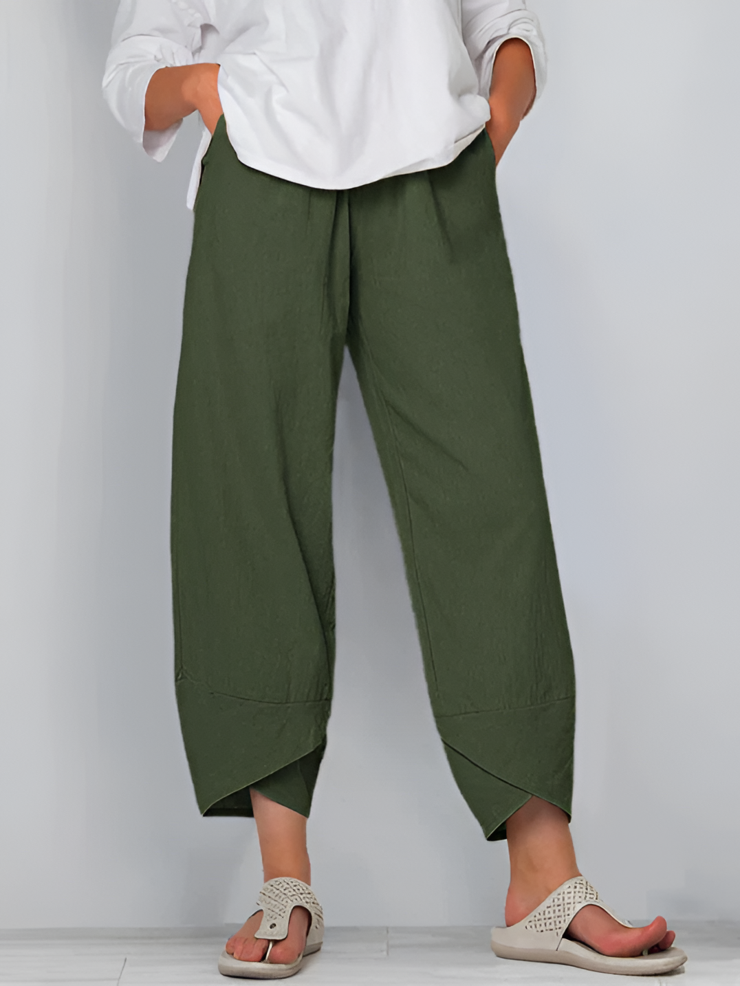 Women's Tulip Hem Wide Leg Trousers - Casual Everyday Wear