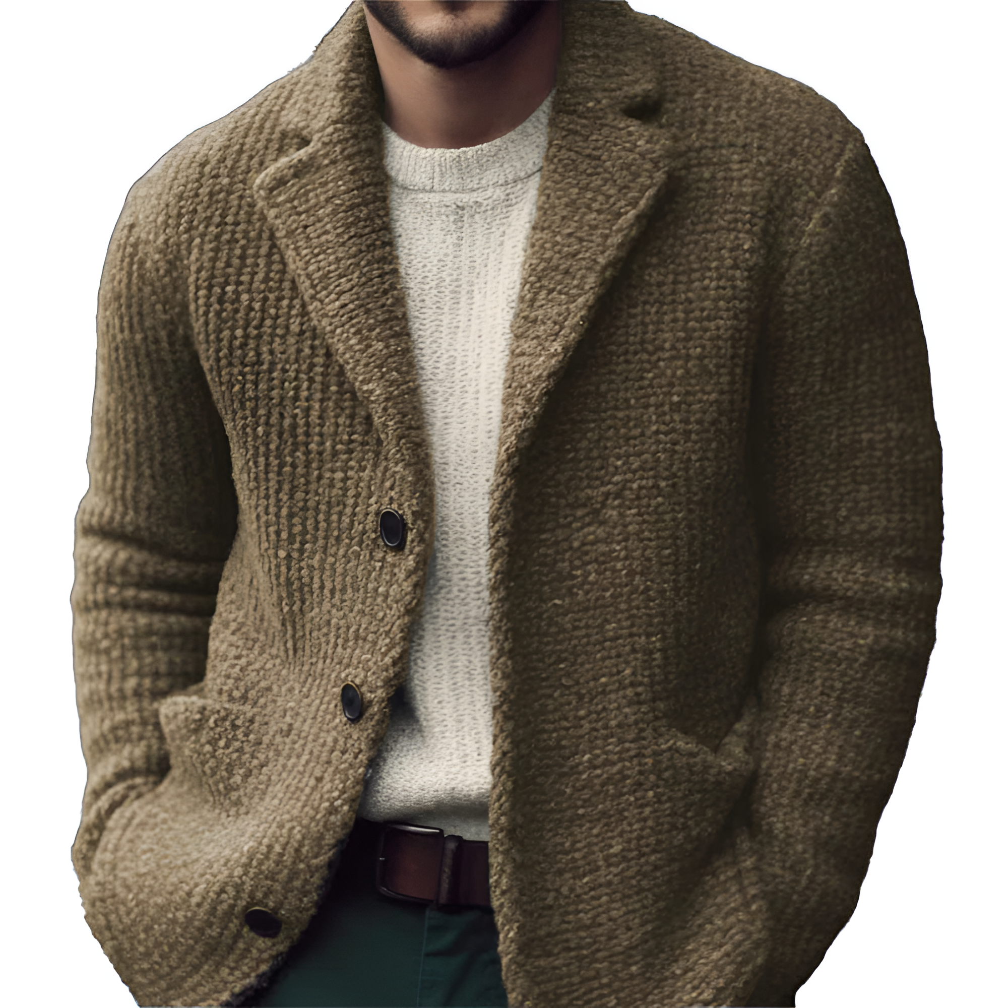 Men's Textured Knit Button Blazer - Business Casual