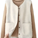 Women’s Button-Front Sleeveless Vest – Winter Layering
