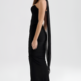 Women's Ruched Mesh Maxi Dress - Formal Evening Gown