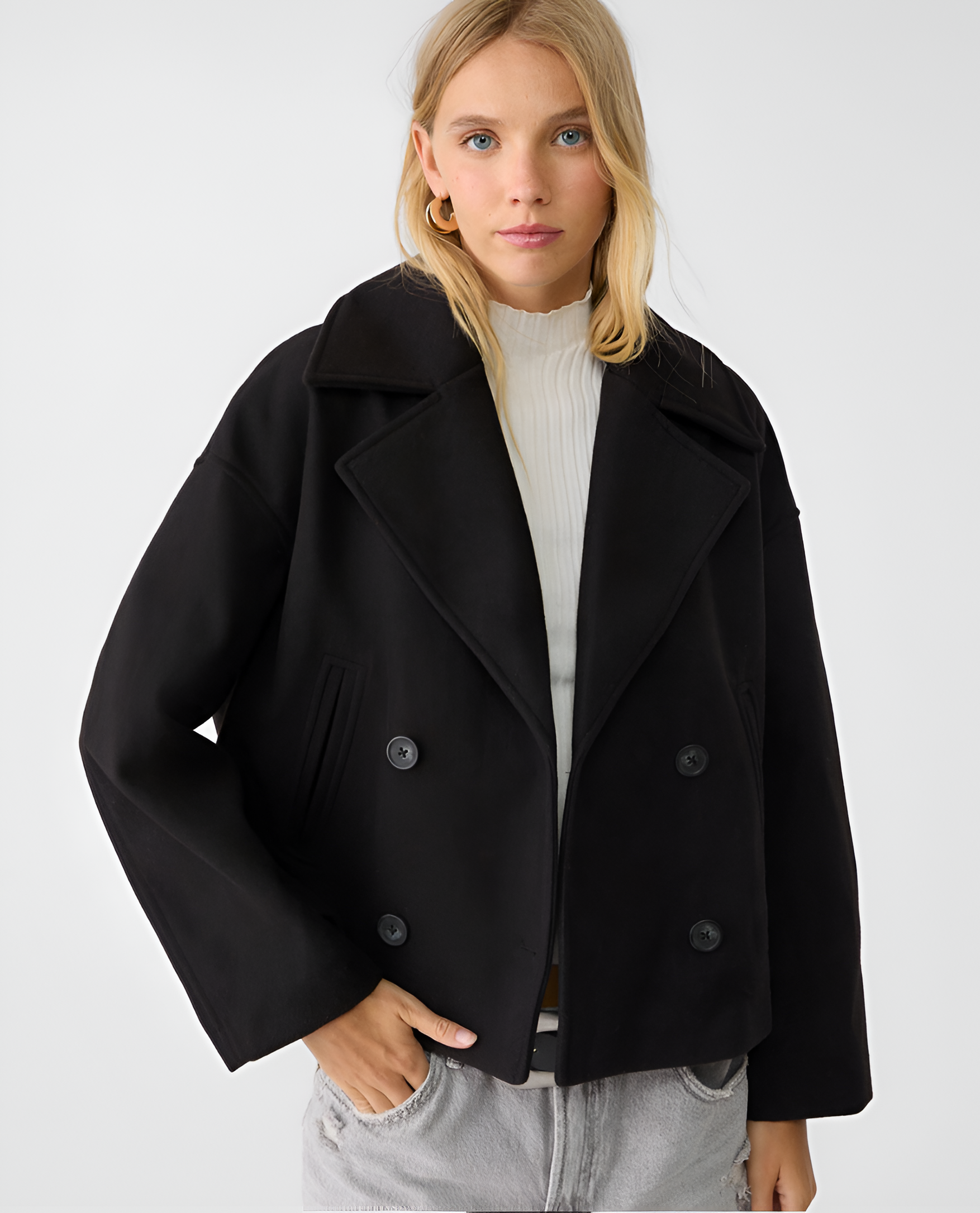 Women's Double Breasted Pea Coat - Casual Chic