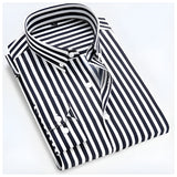 Men’s Striped Long Sleeve Dress Shirt - Casual Wear