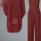 Women's Asymmetric Chiffon Layer Jumpsuit - Evening Party Wear