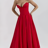 Women's Strapless Corset Midi Dress - Special Occasion