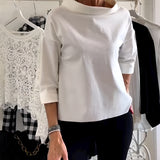 Women's Blouse Boat Neck Drop Shoulder - Office Casual Wear