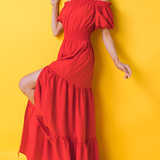 Women's Off-The-Shoulder Smocked Maxi Dress - Summer Outing