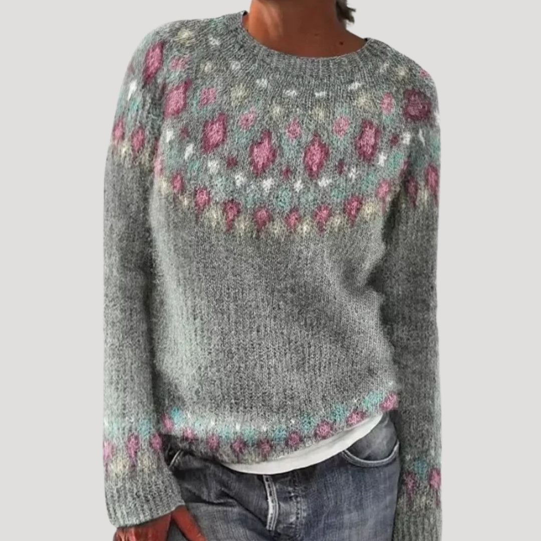 Women's Knit Sweater Fair Isle Pattern Round Neck - Casual Wear