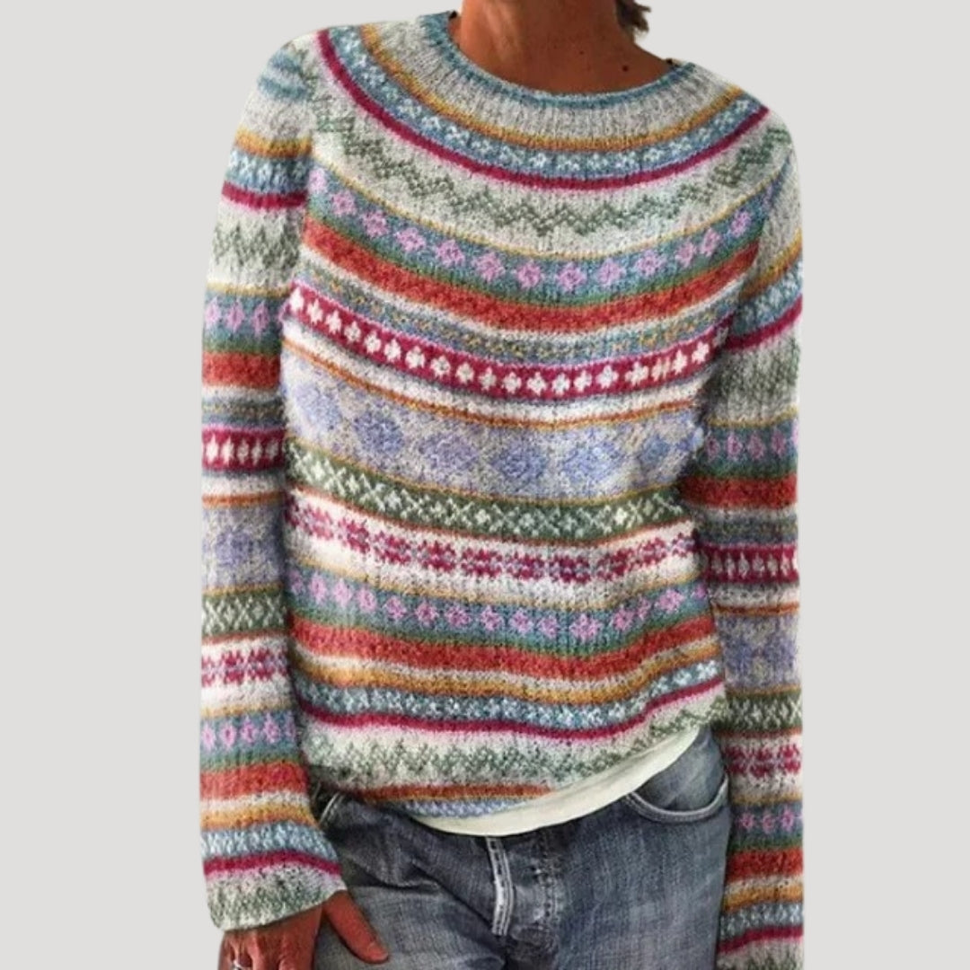 Women's Knit Sweater Fair Isle Pattern Round Neck - Casual Wear