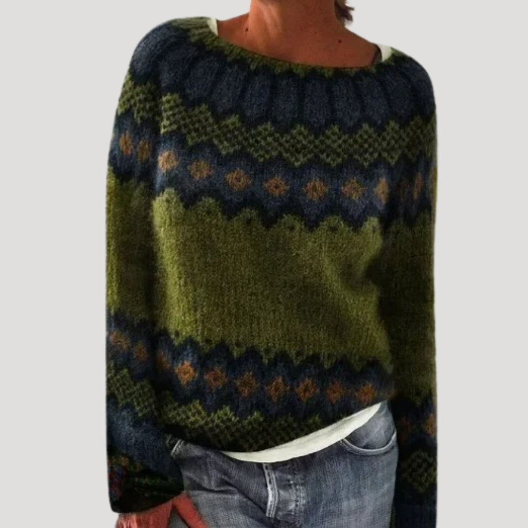 Women's Knit Sweater Fair Isle Pattern Round Neck - Casual Wear
