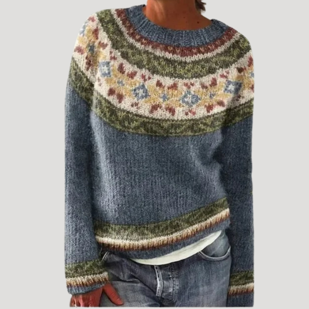 Women's Knit Sweater Fair Isle Pattern Round Neck - Casual Wear