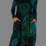 Women's Mandala Print Midi Dress - Casual Wear