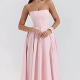 Women's Strapless Pleated Midi Dress - Cocktail Party