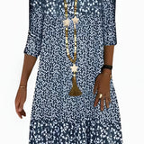 Women's Tiered Skirt V-Neck Dress - Casual Summer Midi