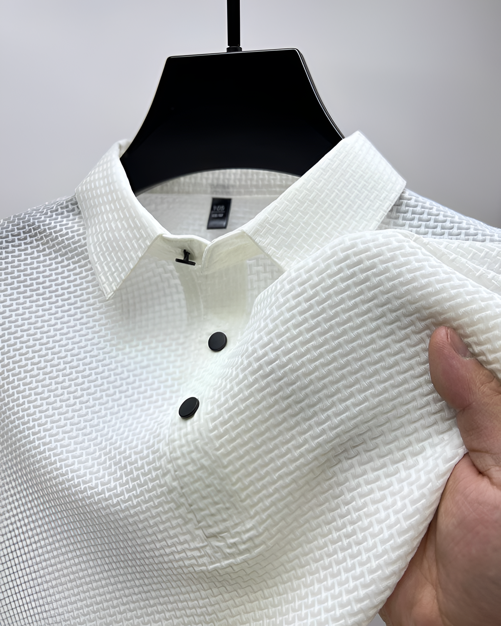Men's Waffle Textured Polo Shirt - Business Casual