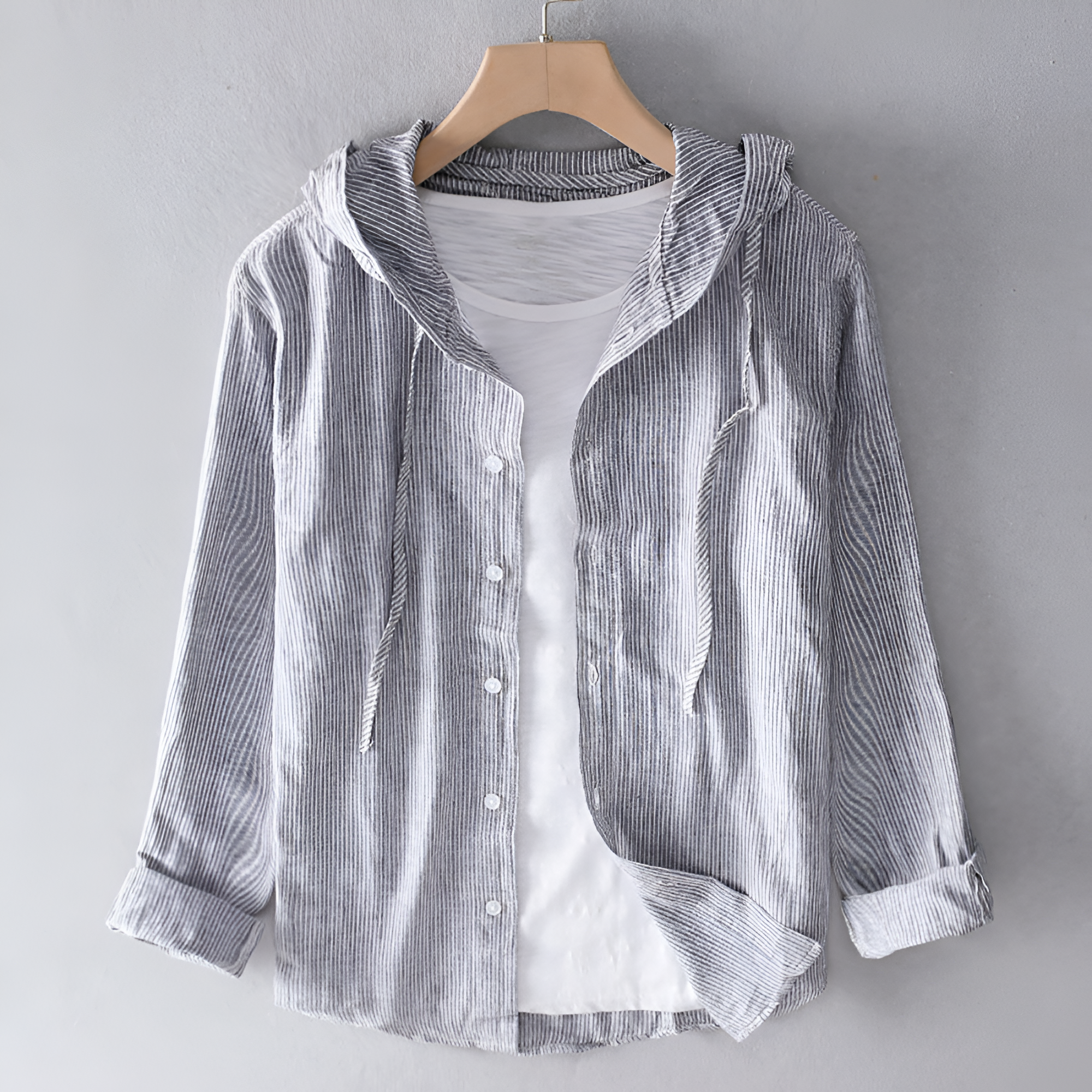 Women's Striped Hooded Long Sleeve Shirt - Casual Outing