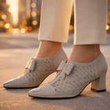 Women's Pointed Toe Block Heel Shoes - Party Wear