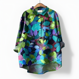 Women's Button Down Shirt Artistic Print Oversized Fit - Casual Wear