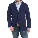 Men's Textured Knit Button Blazer - Business Casual