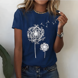 Women's Dandelion Graphic Crew Neck Shirt - Casual Daily Wear