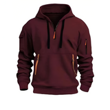 Men's Quarter Zip Utility Hoodie - Casual Streetwear