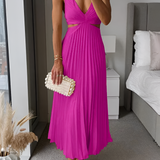 Women's Pleated Cut-Out Midi Dress - Evening Party