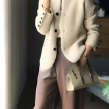Women's Textured Button Cuff Cardigan - Casual Office Wear