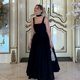 Women's Square Neck A-Line Maxi Dress - Formal Evening Wear