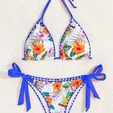 Women's Bikini Set Floral Print Trim - Beach Vacation