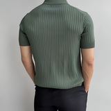 Men's Ribbed Knit Polo Shirt - Business Casual