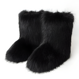 Women's Faux Shaggy Bootie Footwear - Winter Outdoor Wear
