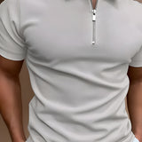 Men's Quarter-Zip Polo Shirt - Casual Wear
