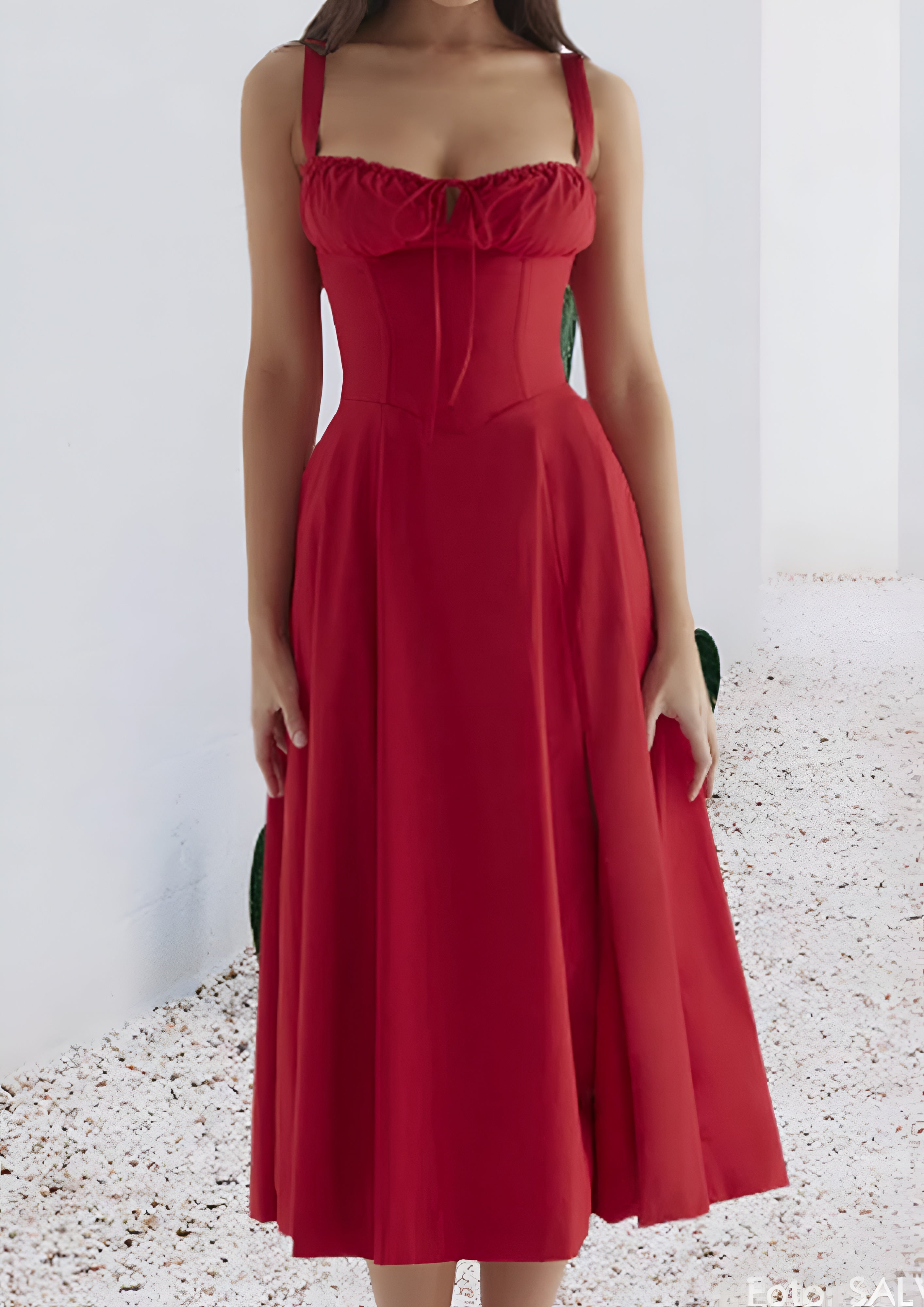 Women's Side Slit Midi Dress - Summer Wear