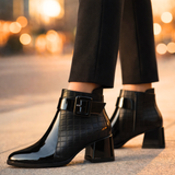 Womens Buckle Quilted Ankle Boots - Evening Wear