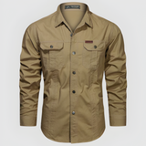 Men's Cargo Shirt Long Sleeve Military Style - Casual Outdoor Wear