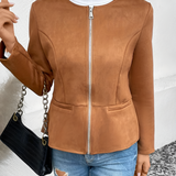 Women's Slim Fit Zip Up Jacket - Casual Outerwear