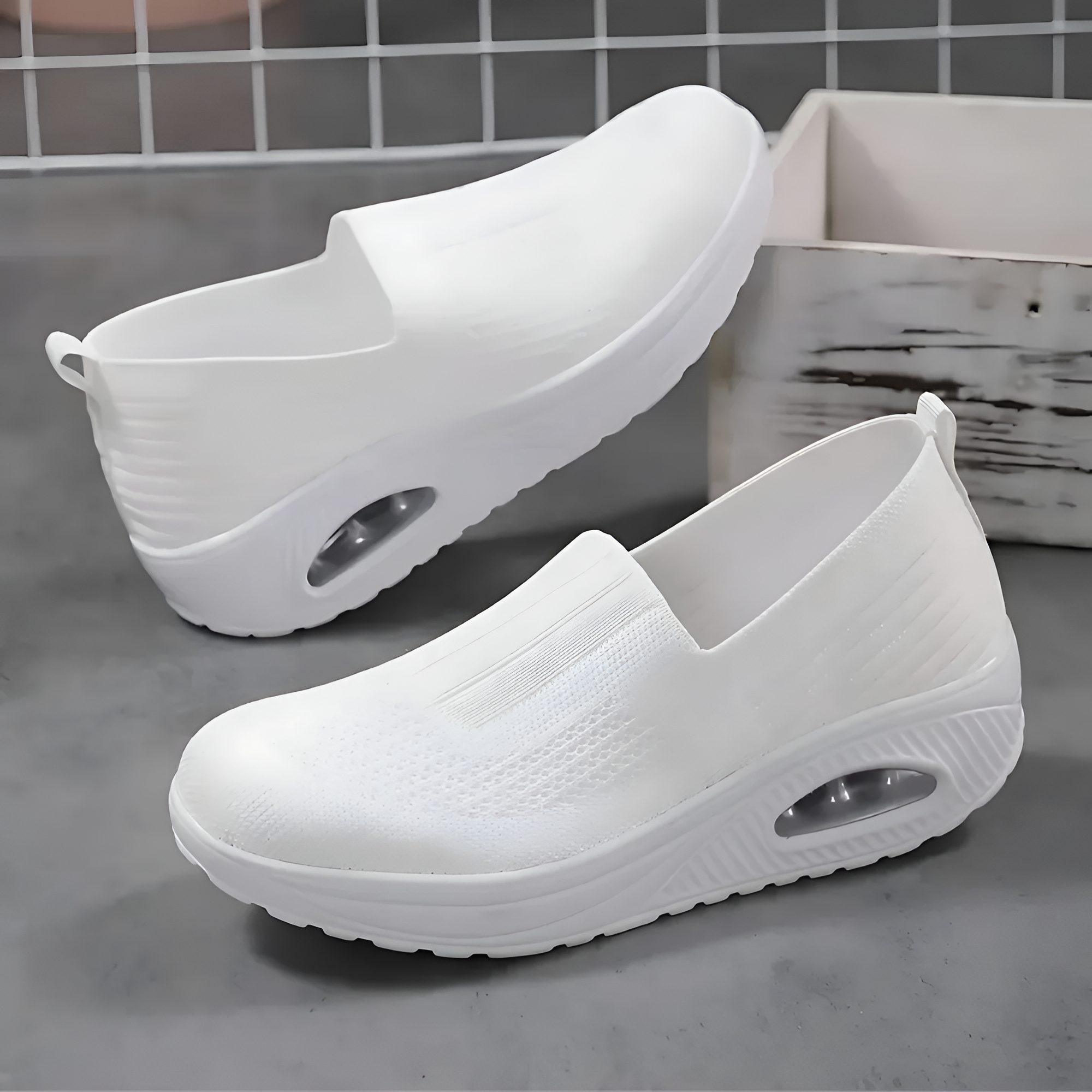 Women's Mesh Wedge Slip On Sneakers - Daily Walking