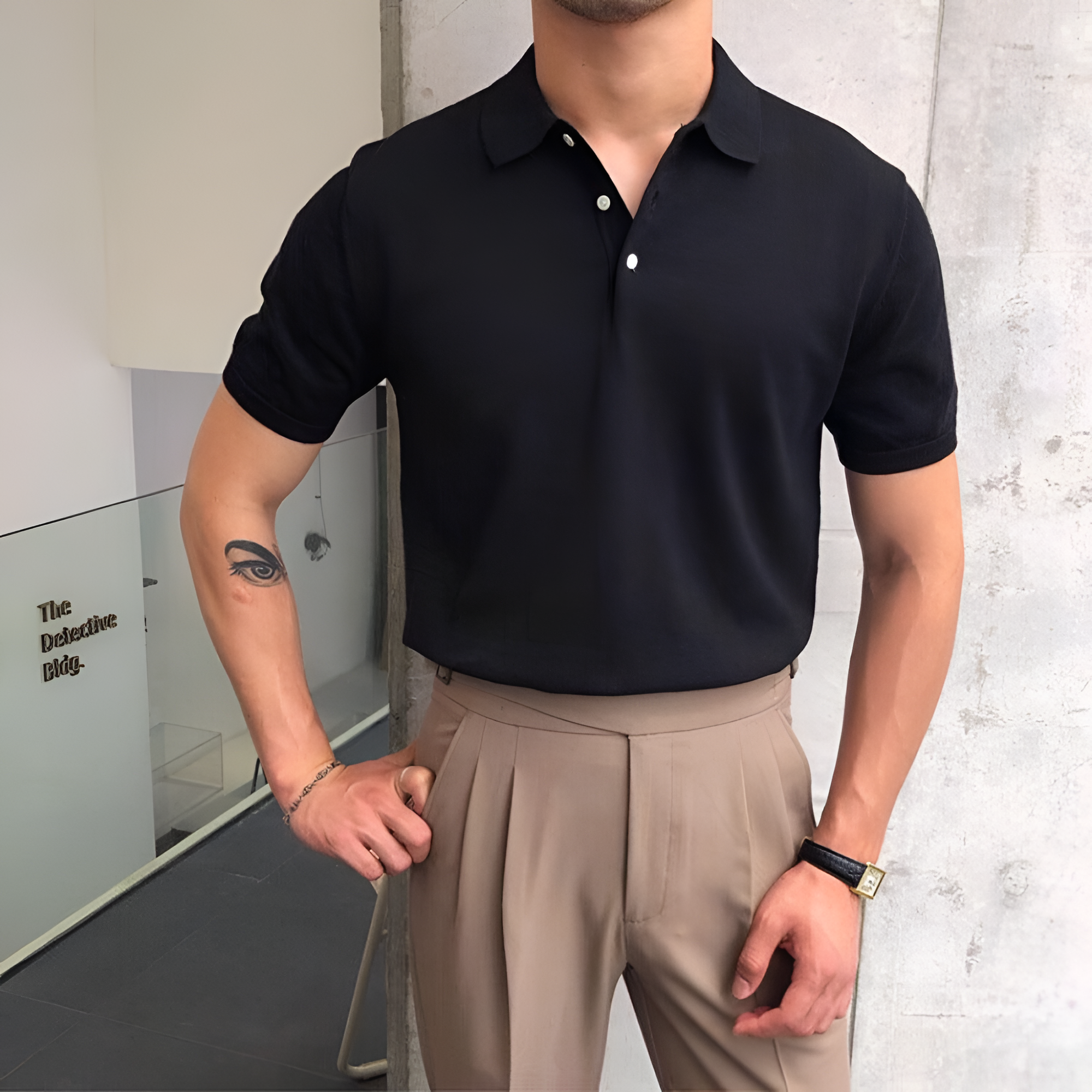 Men's Slim Fit Knitted Polo Shirt - Smart Casual Wear