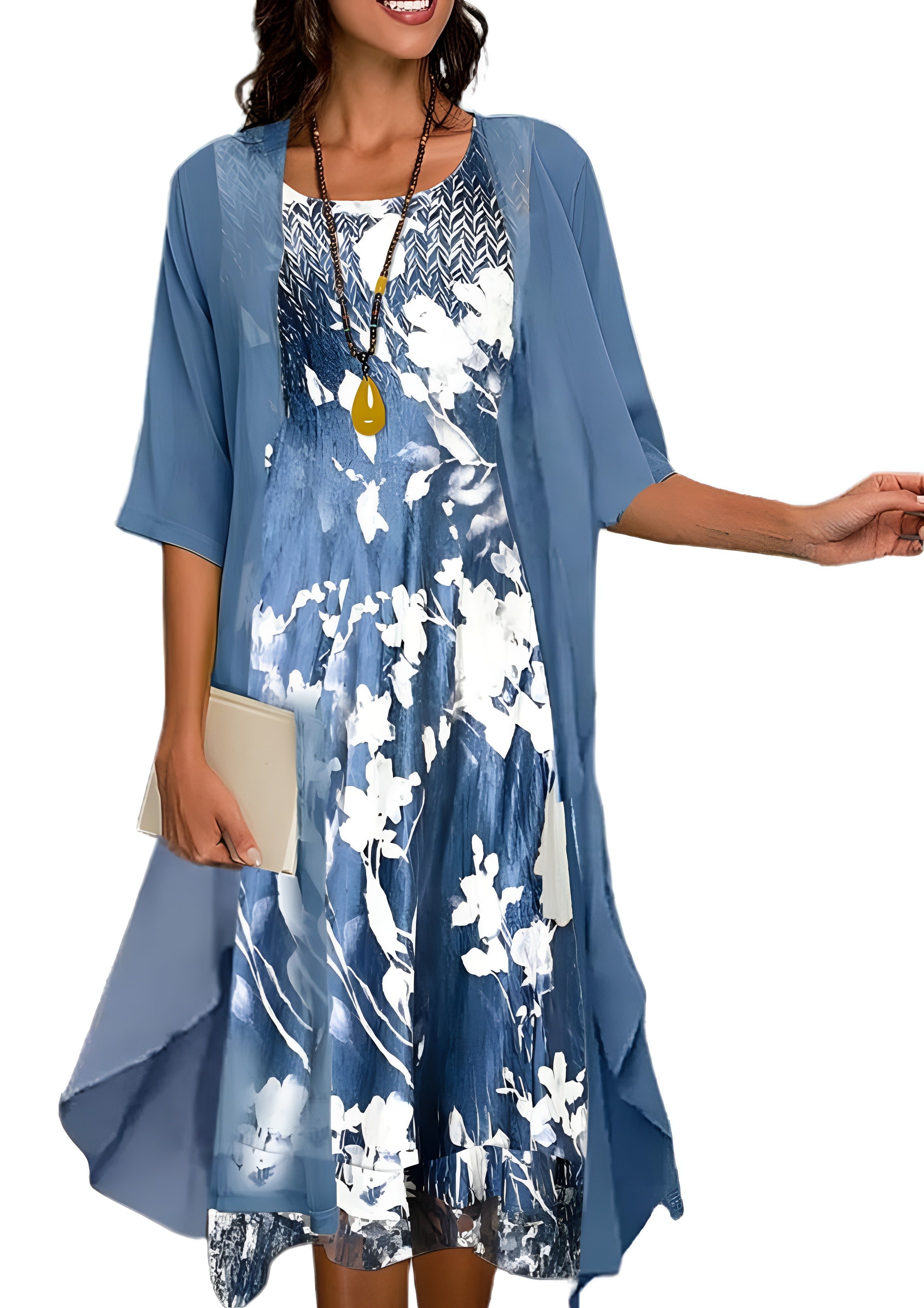 Women's Layered Midi Dress - Casual Summer Wear
