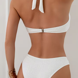 Women's Bikini Set Pleated Fabric High Leg - Beach Vacation