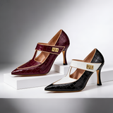 Women's Pointed Toe T-Strap Heels - Evening Wear