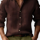 Men’s Long Sleeve Button Down Shirt -Summer Casual Wear