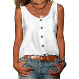 Women's Button Front Sleeveless Top - Summer Casual Wear