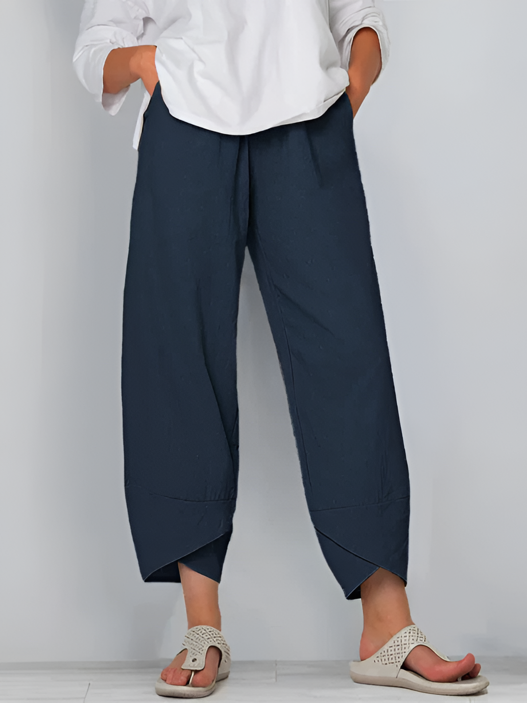 Women's Tulip Hem Wide Leg Trousers - Casual Everyday Wear