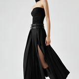 Women's High Waisted Pleated Maxi Skirt - Casual Chic