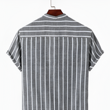 Men's Striped Short Sleeve Shirt - Casual Summer Wear