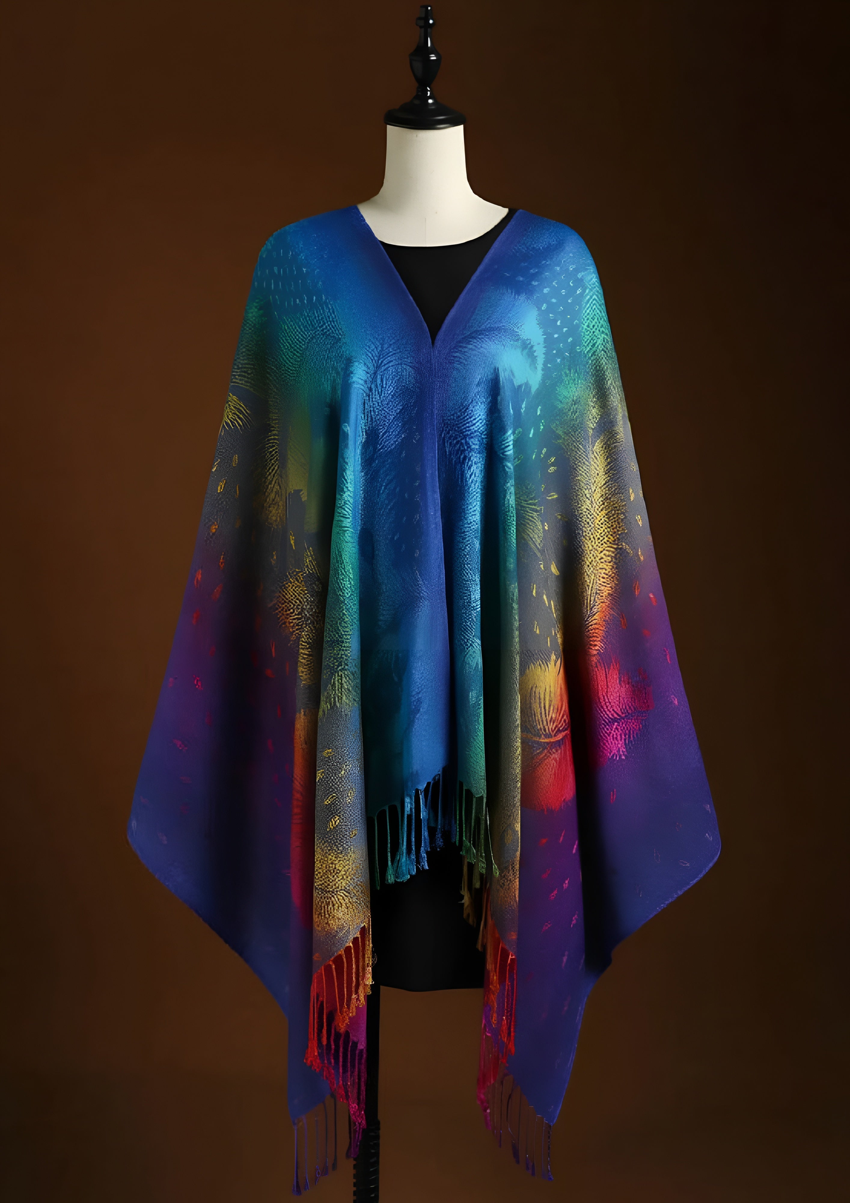 Women's Multicolor Fringe Scarf - Year Round Wear