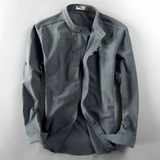 Men's Slim Fit Mandarin Collar Shirt - Casual Casual Wear